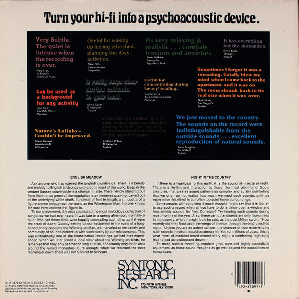 Environments (The Magic of Psychoacoustic Sound - Disc 10)(used)