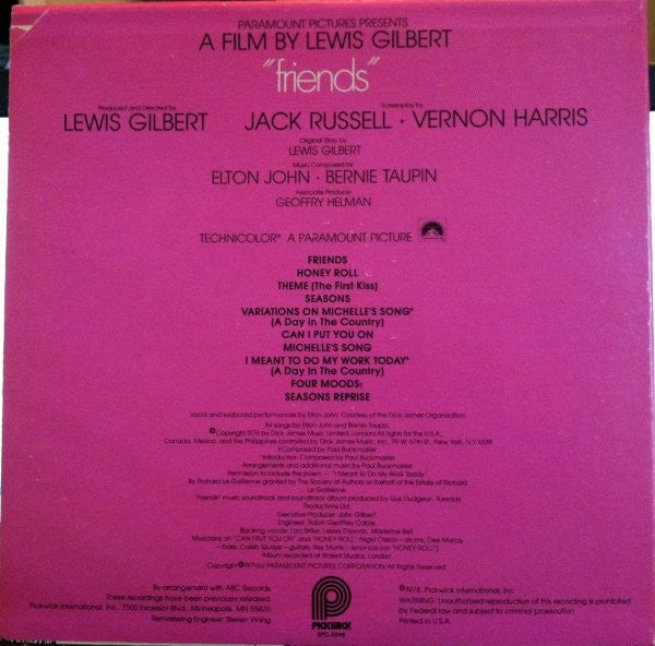 Elton John – Friends (Original Soundtrack Recording) (used)