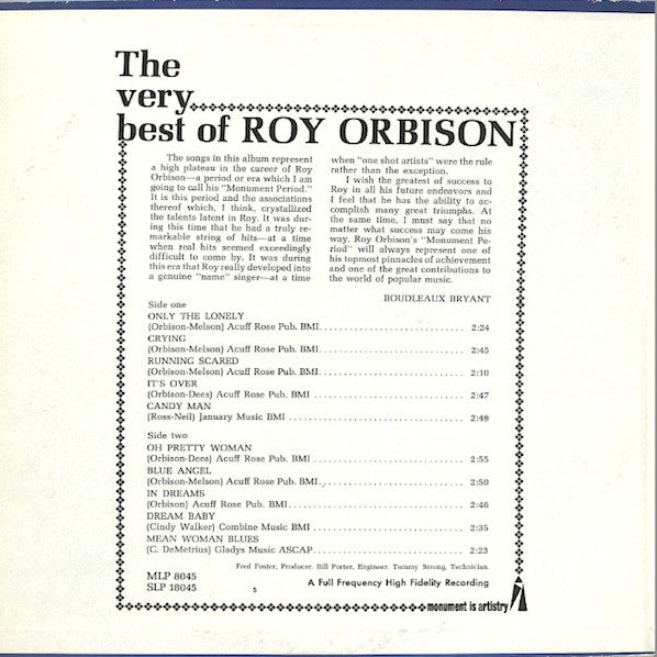Roy Orbison – The Very Best Of Roy Orbison (used)