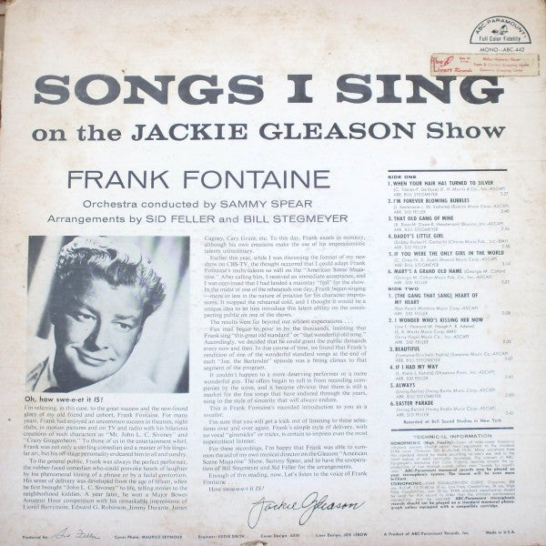 Frank Fontaine – Songs I Sing On The Jackie Gleason Show (used)