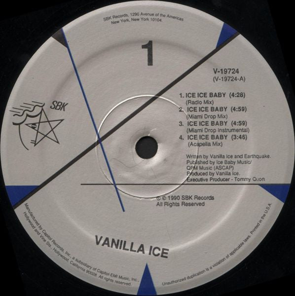 Vanilla Ice – Ice Ice Baby (used)(1990 Pressing)