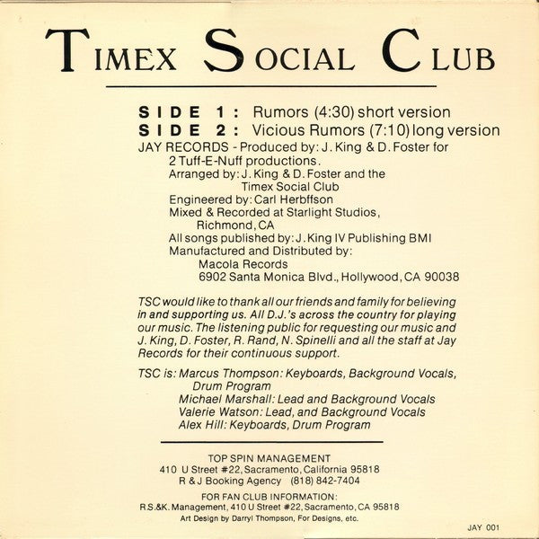 Timex Social Club – Rumors (used)