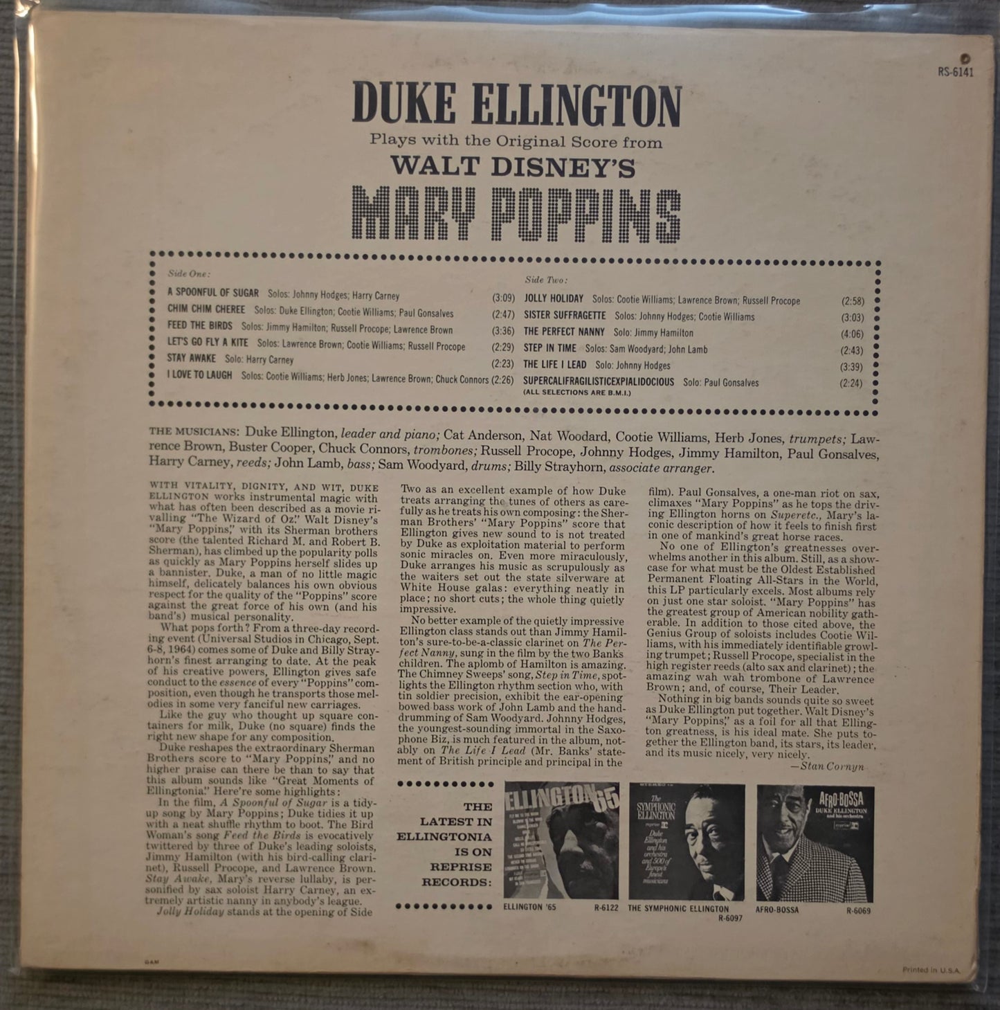 Plays With The Original Motion Picture Score Mary Poppins (1964 Pressing)