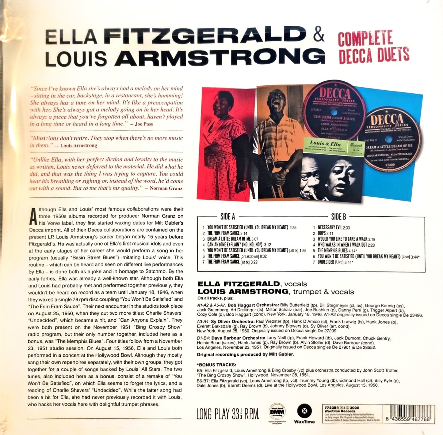Ella Fitzgerald & Louis Armstrong – Complete Decca Duets (new)(2021 Pressing)