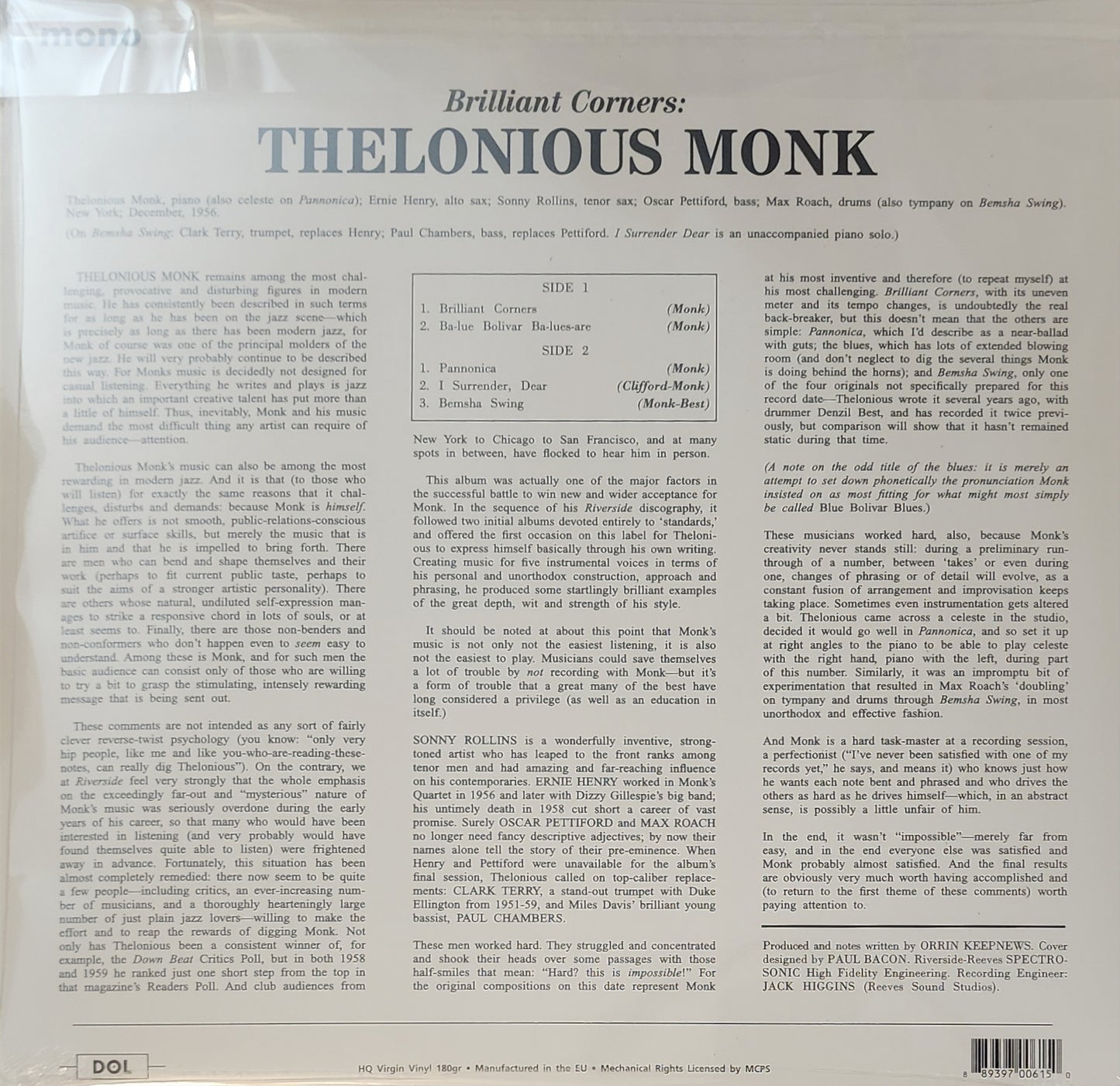 Thelonious Monk – Brilliant Corners (new)(2022 Pressing)