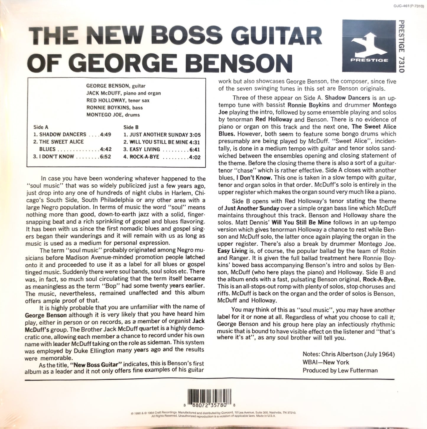 The New Boss Guitar Of George Benson (new)(2014 Pressing)