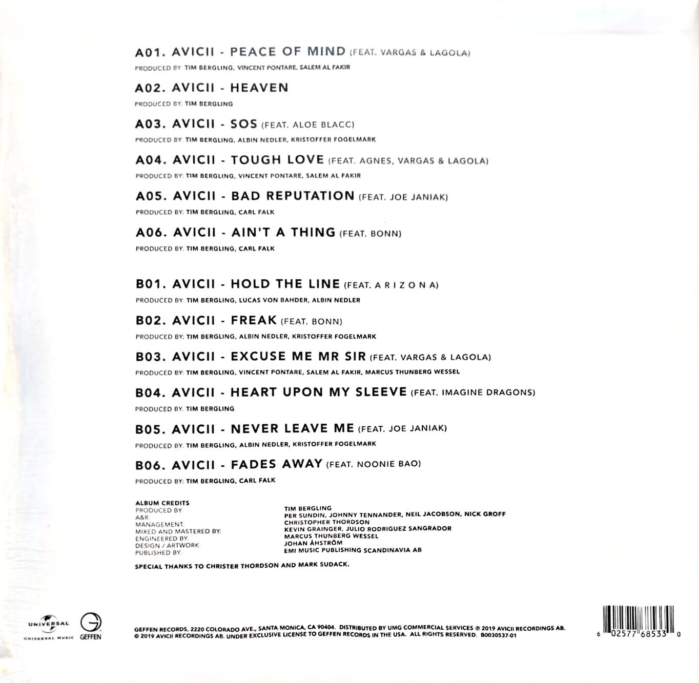 Avicii – Tim (new)(2019 Pressing)