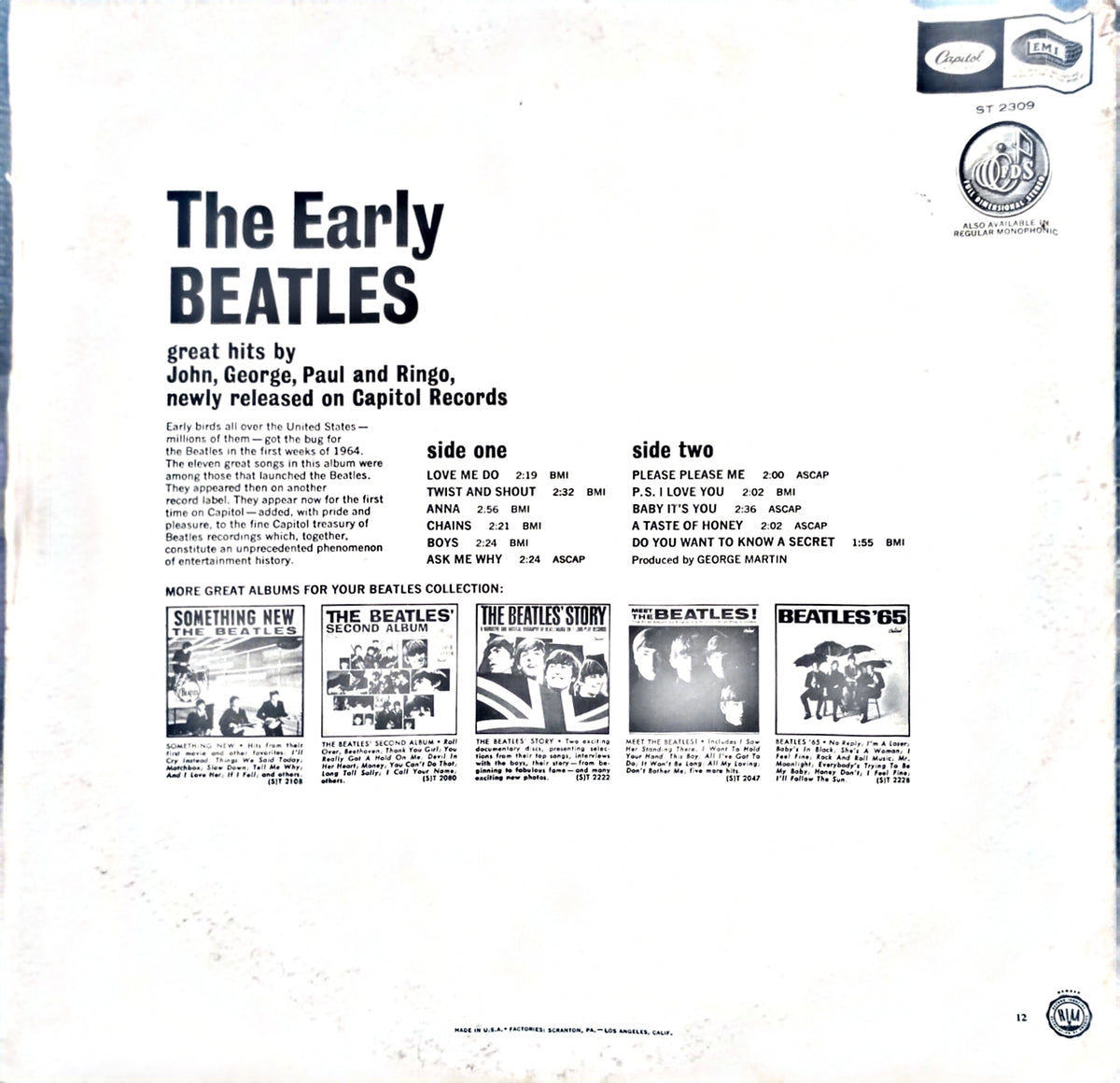 The Beatles – The Early Beatles (used)(1969-73 Pressing)