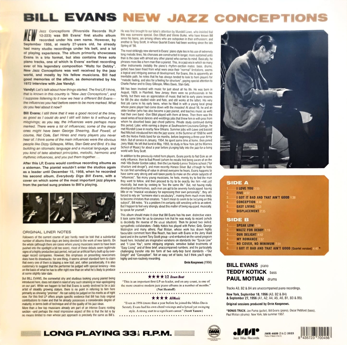 Bill Evans – New Jazz Conceptions (new)(2013 Pressing)