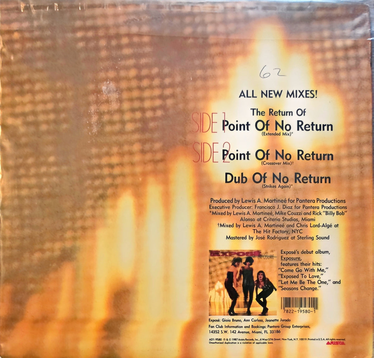 Exposé – Point Of No Return (All New Mixes!)(used)(1987 Pressing)