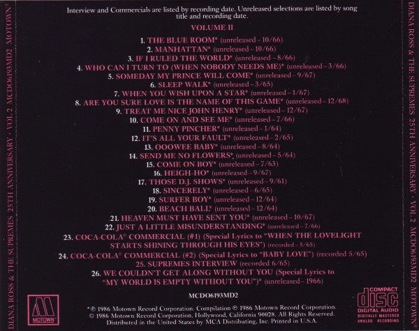 Diana Ross And The Supremes – 25th Anniversary (used)