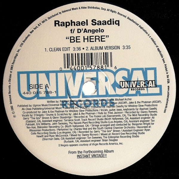 Raphael Saadiq F/ D'Angelo – Be Here (used)