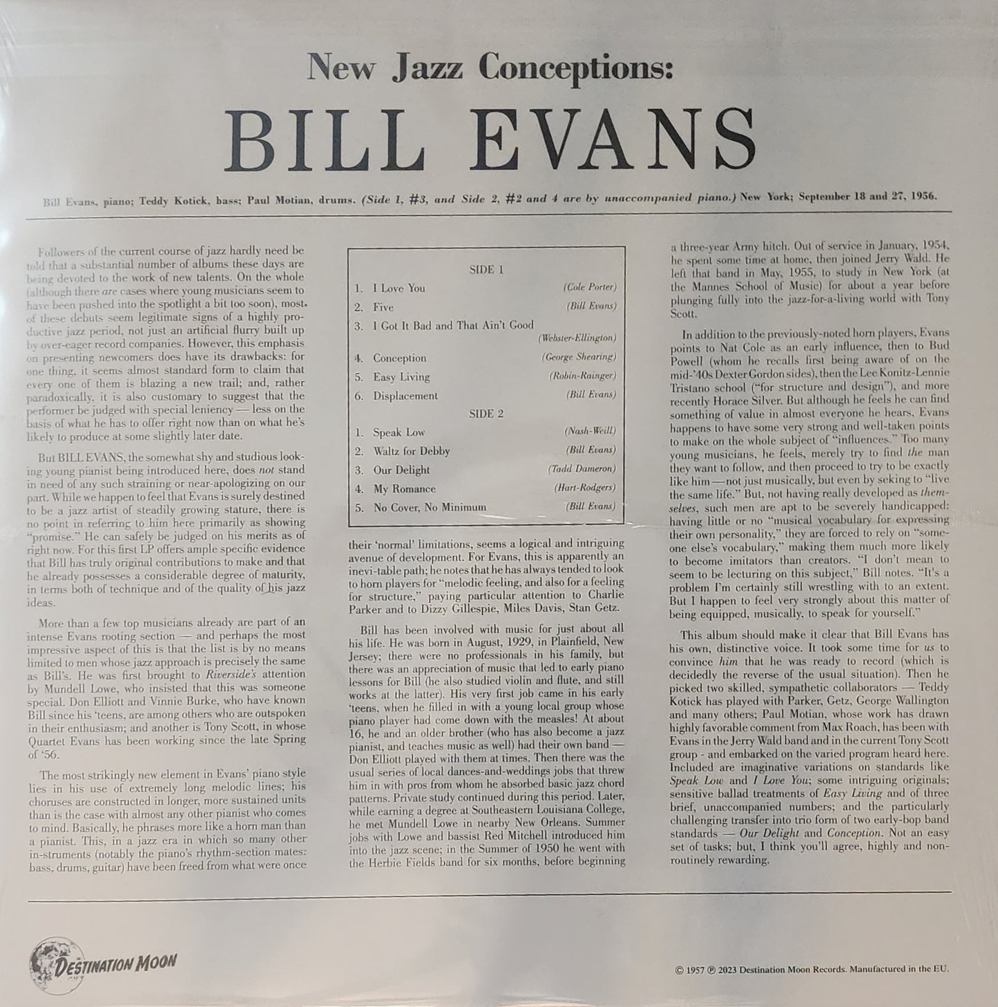 Bill Evans – New Jazz Conceptions (new)(2024 Pressing)