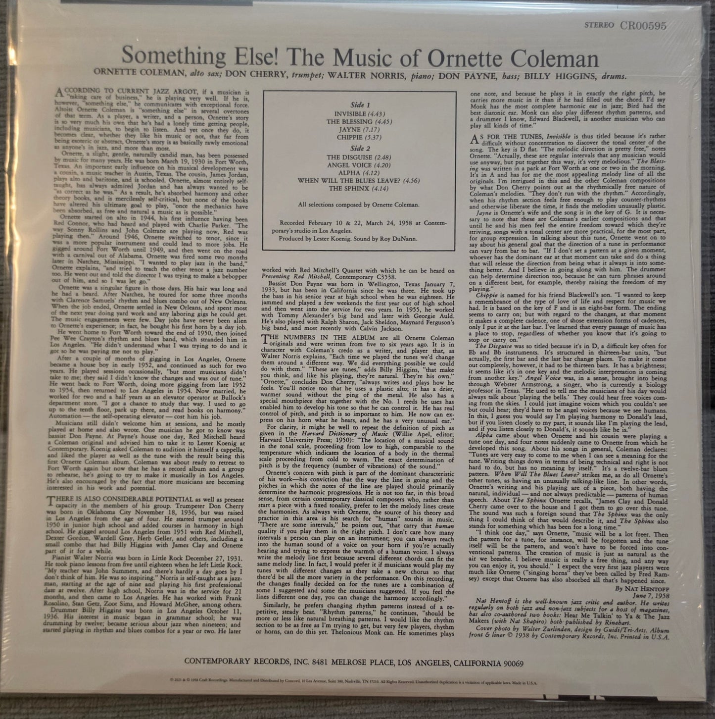 Ornette Coleman – Something Else!!!! (new)(2023 Pressing)