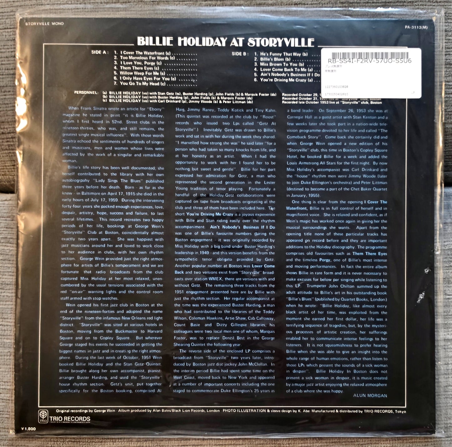 Billie Holiday – Billie Holiday At Storyville (used)(1976 Japanese Pressing)