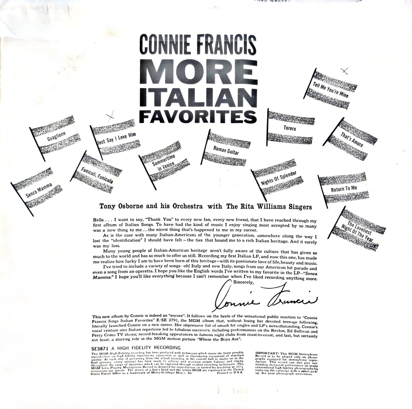 Connie Francis – More Italian Favorites (used)(1960 Pressing)