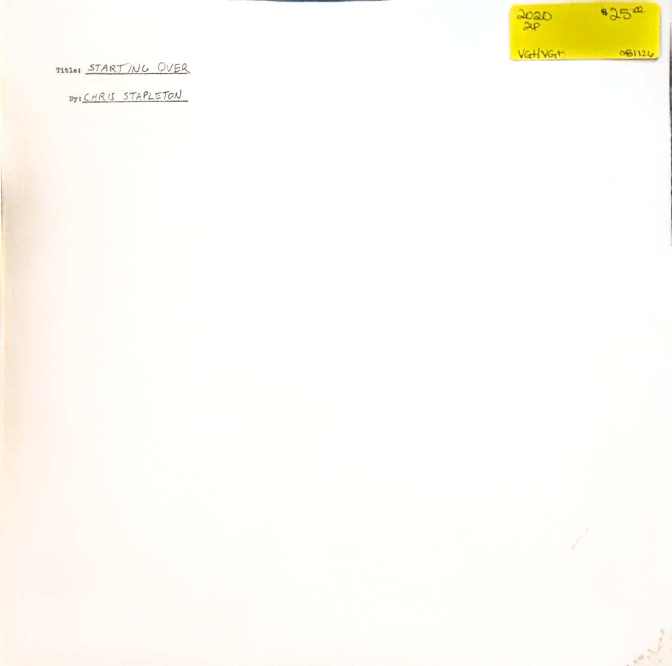 Chris Stapleton – Starting Over (used)(2020 Pressing)
