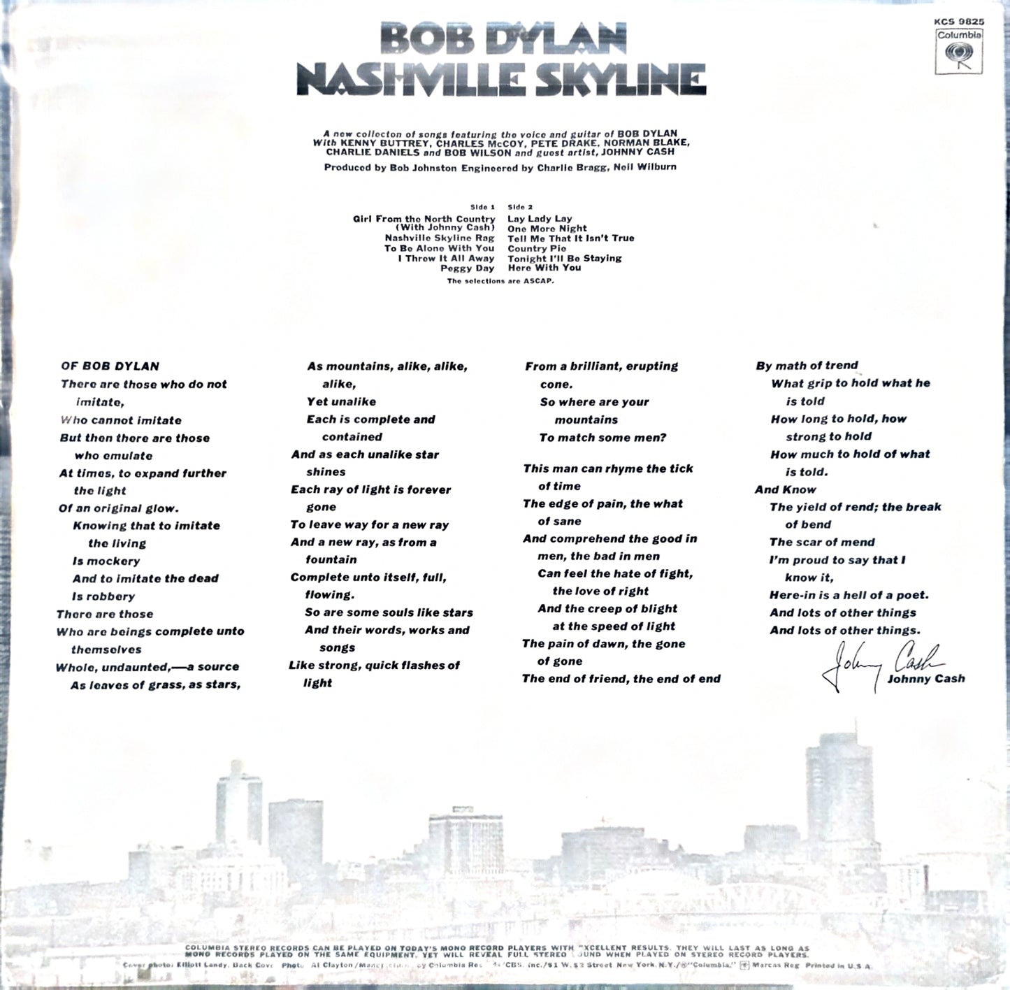 Bob Dylan – Nashville Skyline (used)(1969 Pressing)