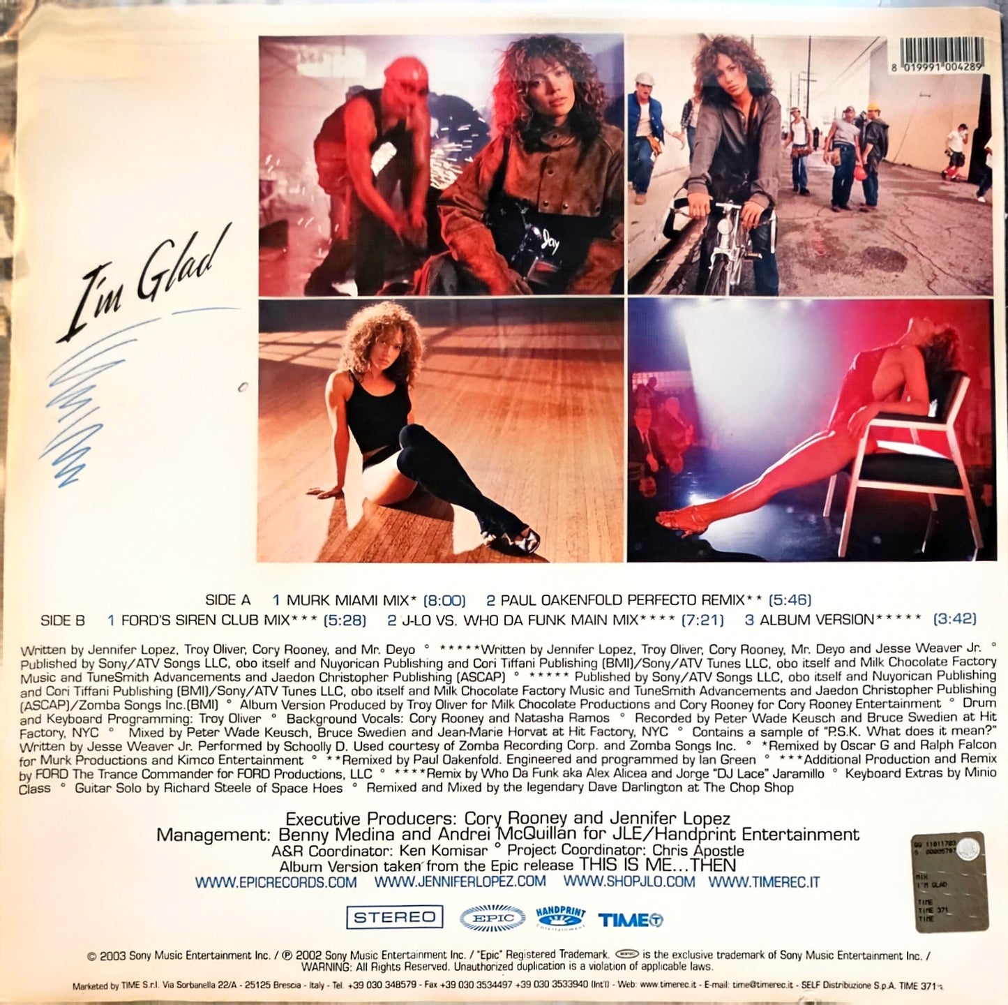 Jennifer Lopez – I'm Glad (used)(2003 Pressing)