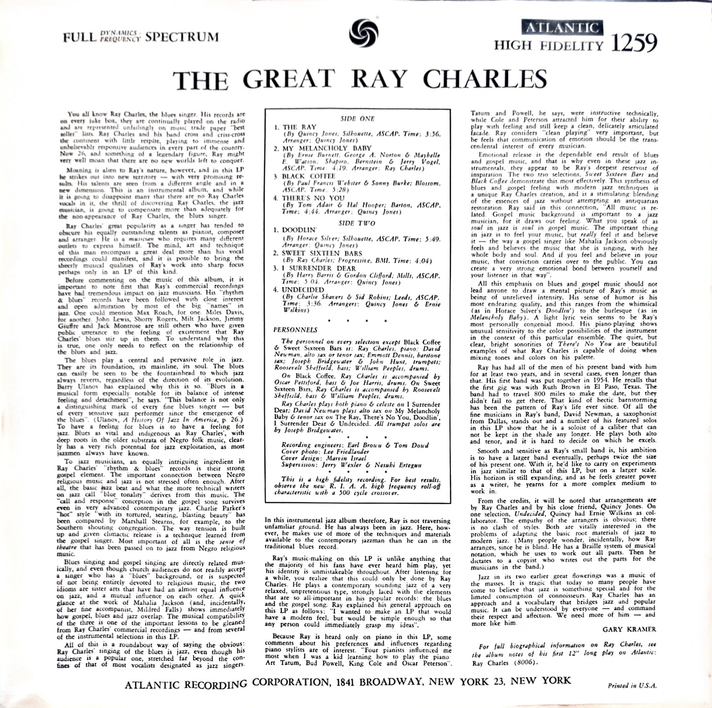 Ray Charles – The Great Ray Charles (used)(1960 Pressing)
