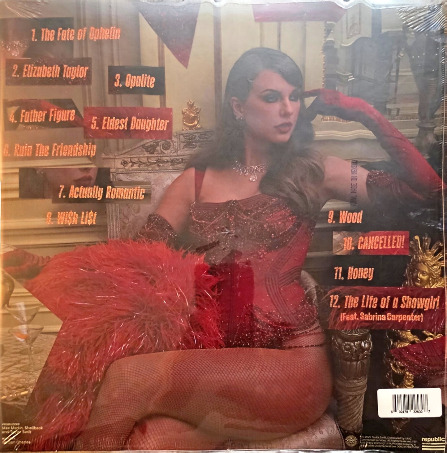 Taylor Swift – The Life Of A Showgirl (Golden Yellow Metallic With Orange And Red Splatter ) (new)