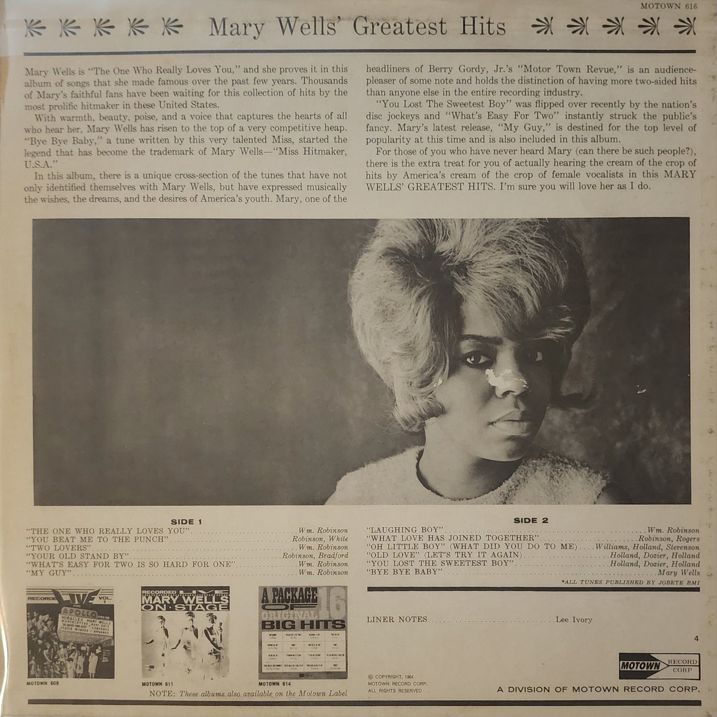 Mary Wells – Greatest Hits (used)(1964 Pressing)