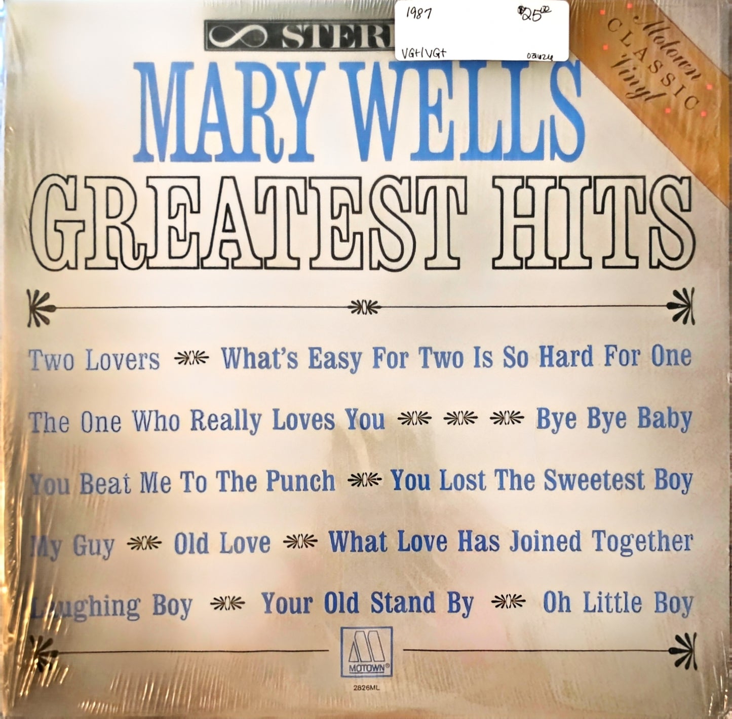 Mary Wells – Greatest Hits (used)(1987 Pressing)
