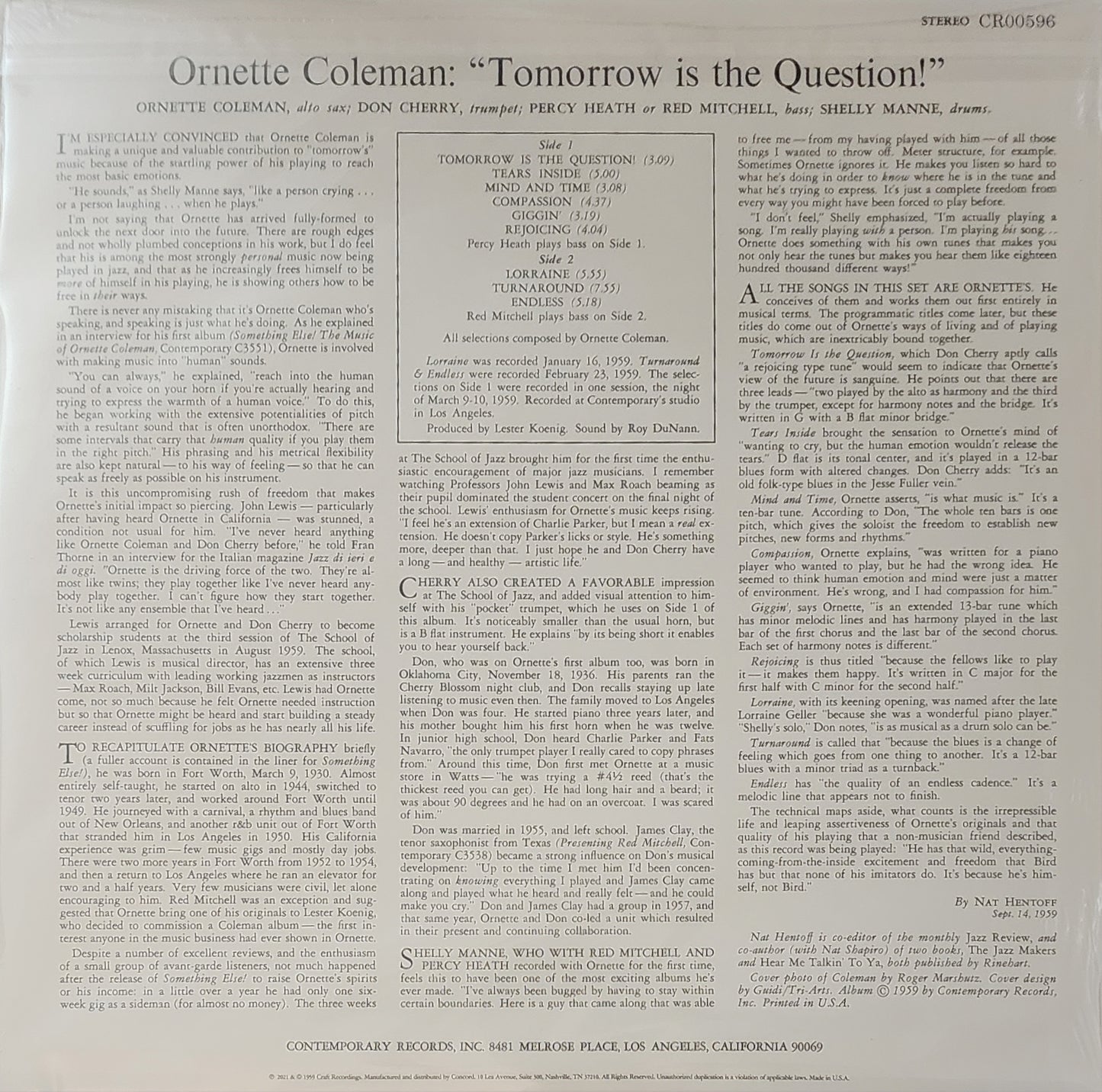 Ornette Coleman – Tomorrow Is The Question! (new)(2023 Pressing)