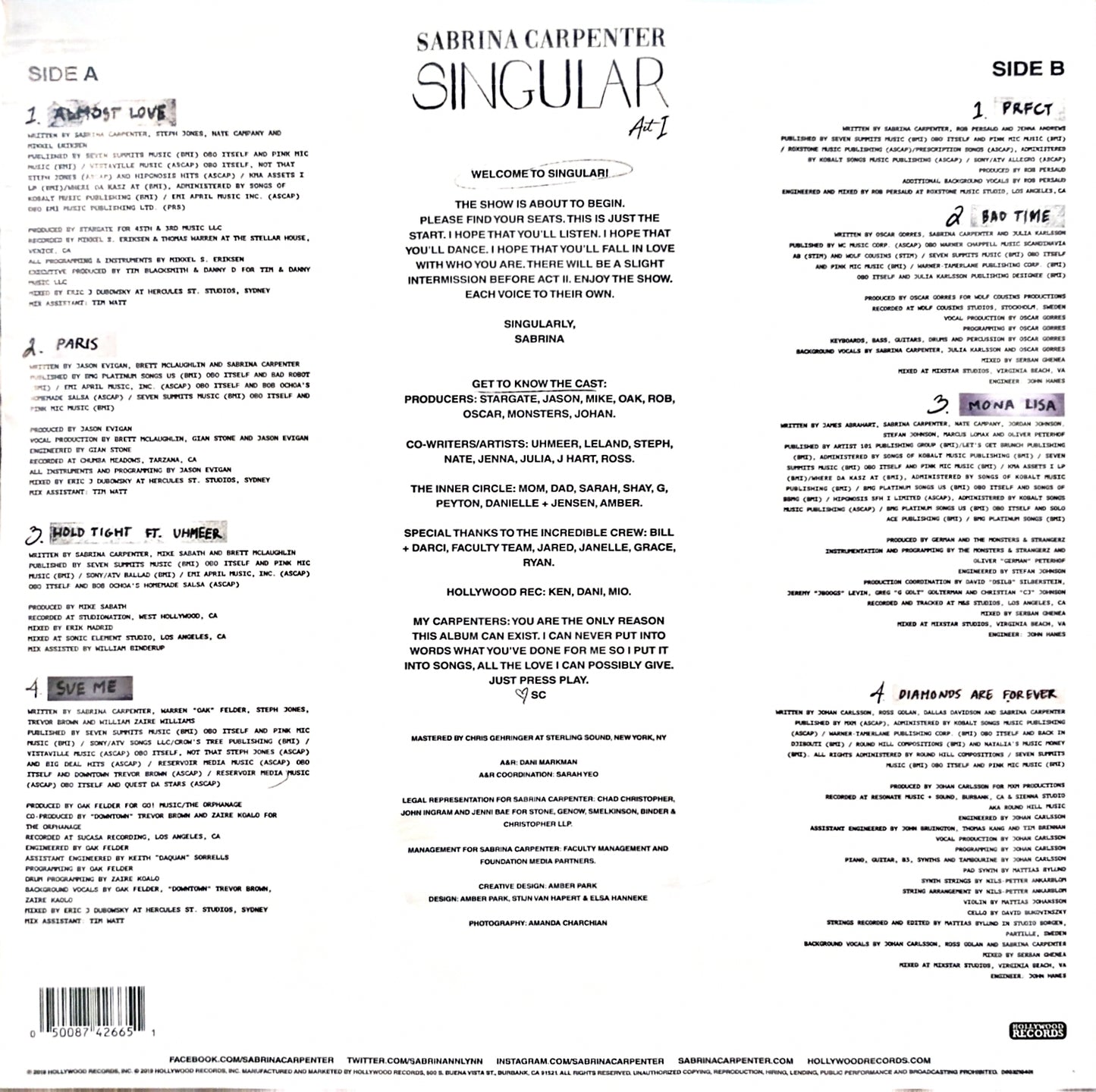 Sabrina Carpenter – Singular Act I (new)(2024 Pressing)